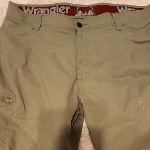 Wrangler Khaki/Tan Work Chinos with Red Branded Waistband